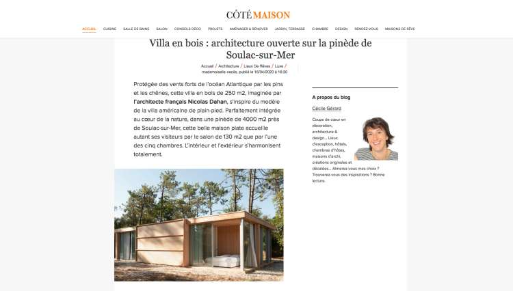 Nicolas Dahan, Press and Awards, Côté Maison