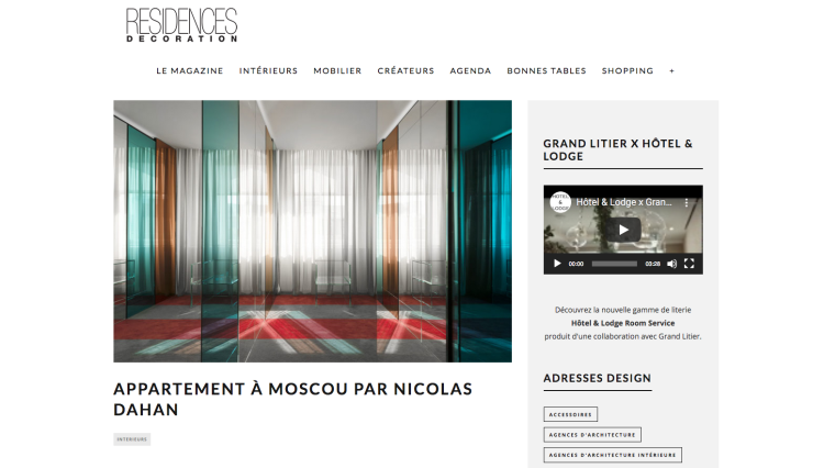 Nicolas Dahan, Press and Awards, Résidences-décoration.com