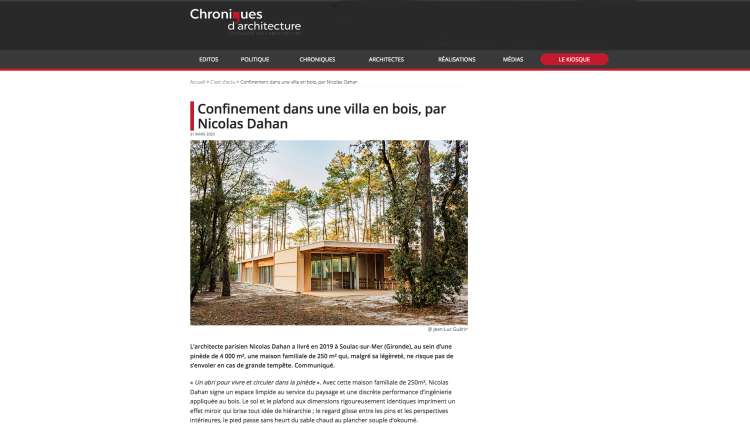 Nicolas Dahan, Press and Awards, Chroniques d’Architecture